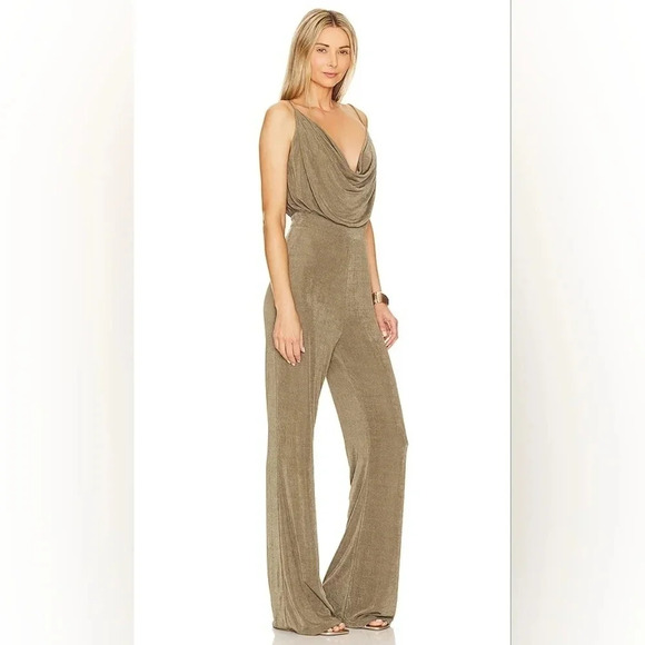 MISHA Moyra Jumpsuit in Khaki Size 4 Party Elegant Wedding Holiday - Picture 2 of 10